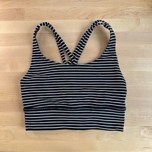 Lululemon Energy Bra *Long Line Mod Stripe Black White Size 2